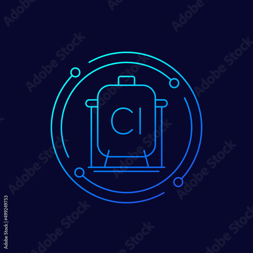 Chlorine gas tank, storage icon, linear design