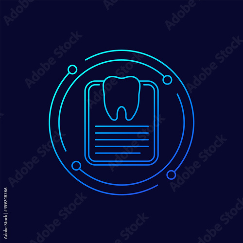 Dental record icon, linear design