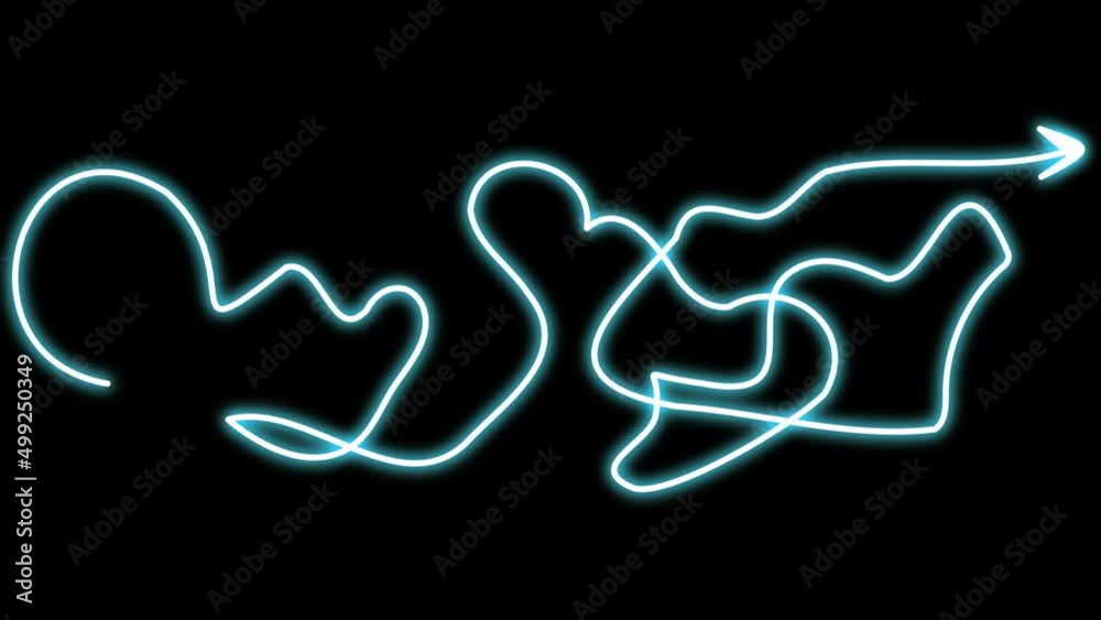 Twisted neon arrow, with chaotic movement. A character with a complex path. Animation of a shining neon lamp on a black background. Stock video with alpha channel. Twisted neon arrow, with chaotic movement. A character with a complex path. Animation of a shining neon lamp on a black background. Stock video with alpha channel.