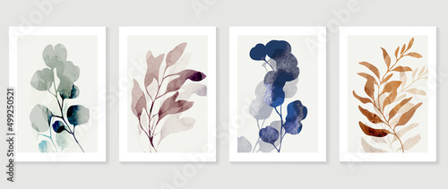 Fotografie, Tablou Abstract foliage wall art template