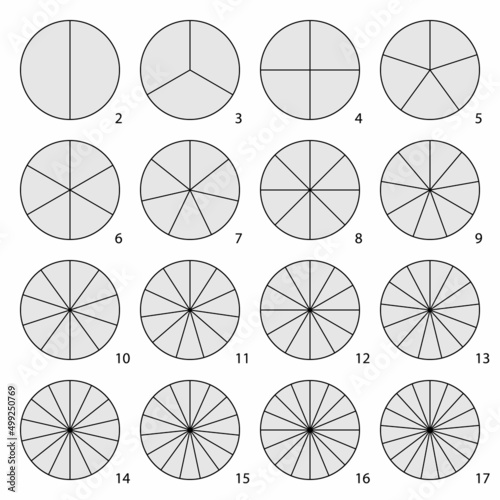 Set of round graphic pie charts icons. Segment of circle infographic
