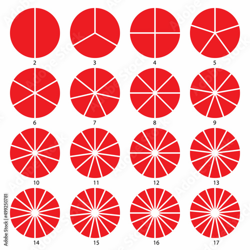 Set of round graphic pie charts icons. Segment of circle infographic