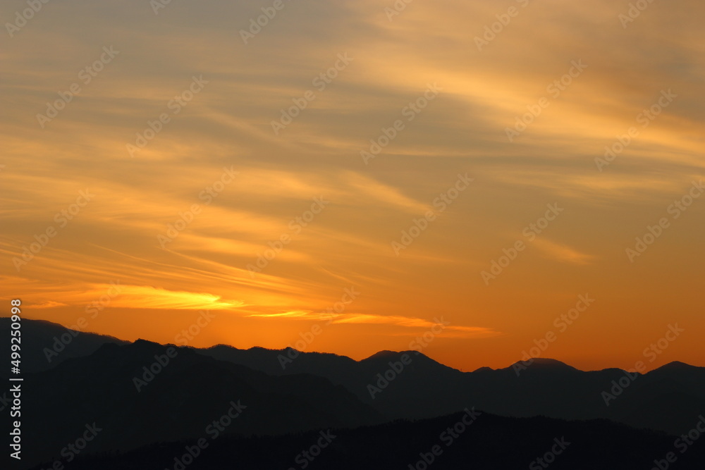 長野県アルプス　夕焼けシュルエット
Nagano Alps Sunset Silhouette