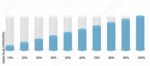 3d cylinder percent infographic. Pillar chart on white background