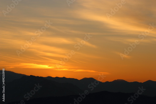 長野県アルプス 夕焼けシュルエット Nagano Alps Sunset Silhouette