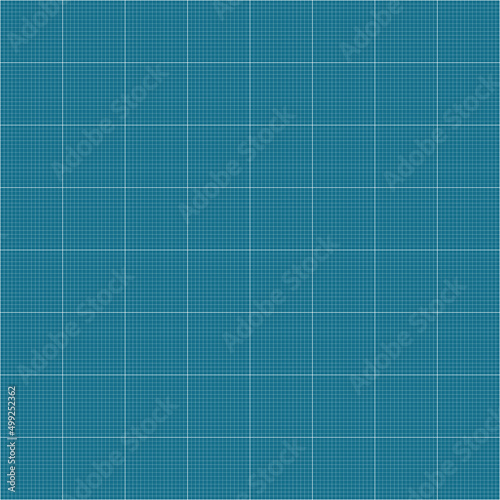 Square format architectural graph blue paper background pattern, millimeter grid style