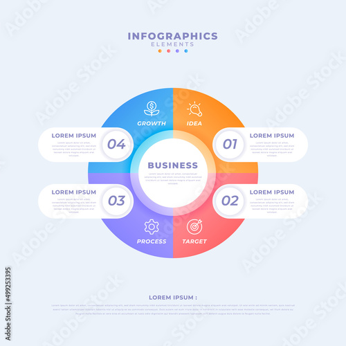 Realistic circular diagram infographic template