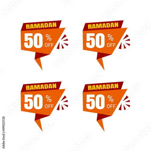 Ramadan Kareem Sticker discount, label percent, price sale banner knob badge tape set, vector design