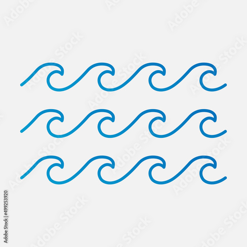 Water wave icon isolated flat design vector illustration.