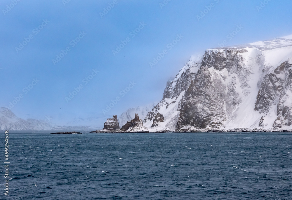 Finnkirka (Finn Church), a sacred sea cliff for the Sami people, fishermen and navigators passing the northernmost region of the European mainland, Nordkyn, Norway