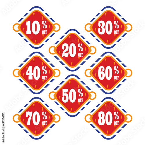 Sticker Discount, Label Promotion, Price Badge Percent Vector Illustration
