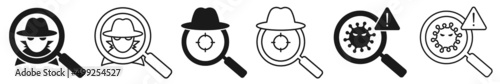 Fényképezés Set of fraud detection or hacker detection icons