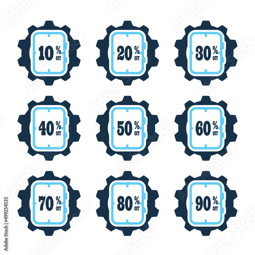 Sticker Discount, Label Promotion, Price Badge Percent Vector Illustration