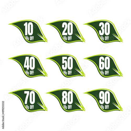 Sticker Discount, Label Promotion, Price Badge Percent Vector Illustration