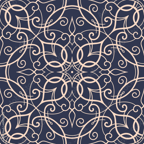 Lacy ornamental pattern. Seamless decorative element. Vector illustration.