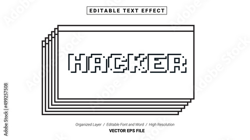 Editable Hacker Font. Typography Template Text Effect Style. Lettering Vector Illustration Logo.