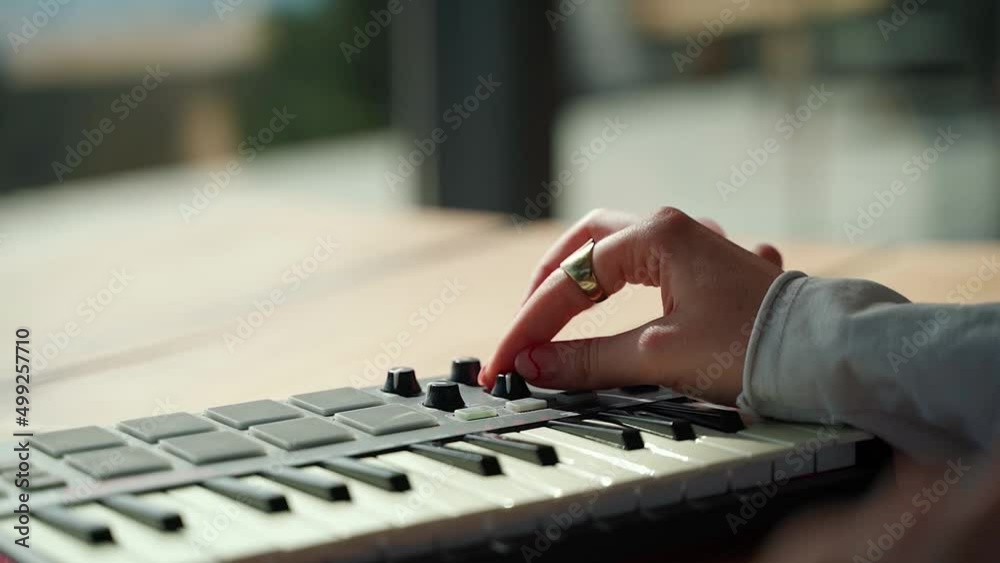 Music creation on midi keyboard slow motion Music creation on midi keyboard slow motion