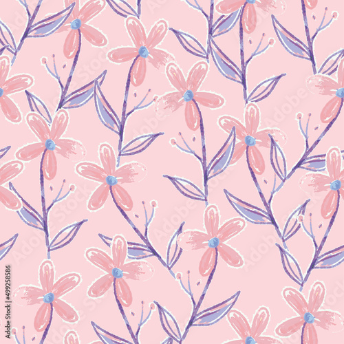 seamless pink blossom pattern background, sweet greeting card