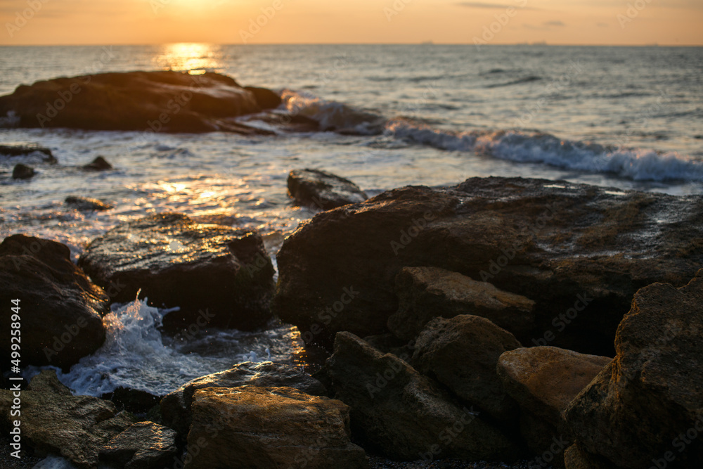 rocky coast at sunrise