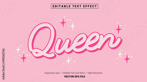 Editable Queen Font Typography Template Text Effect Style Lettering Vector Illustration Logo photo