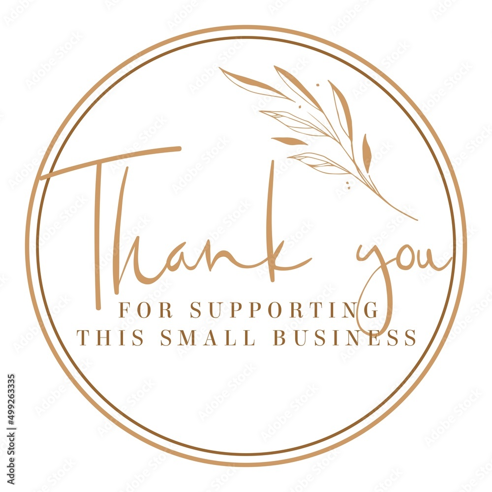 Obraz premium vector thank you for supporting this small business handwritten inscription. hand drawn lettering. Thank you calligraphy. Thank you card. Vector illustration.
