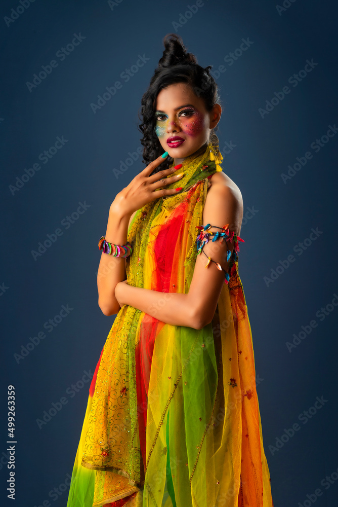 A gorgeous Young model beautiful woman or girl with perfect art creative makeup like a butterfly. A gorgeous Young model beautiful woman or girl with perfect art creative makeup like a butterfly.