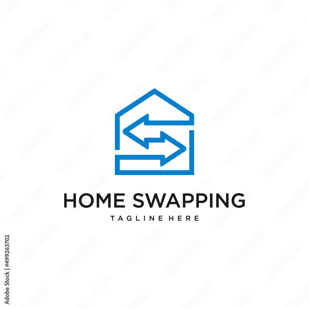 Home swapping, house exchange service logo design Home swapping, house exchange service logo design