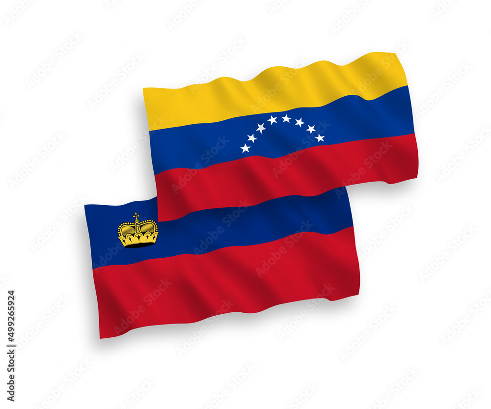 Flags of Venezuela and Liechtenstein on a white background Flags of Venezuela and Liechtenstein on a white background