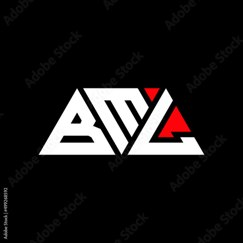 BML triangle letter logo design with triangle shape. BML triangle logo design monogram. BML triangle vector logo template with red color. BML triangular logo Simple, Elegant, and Luxurious Logo... photo