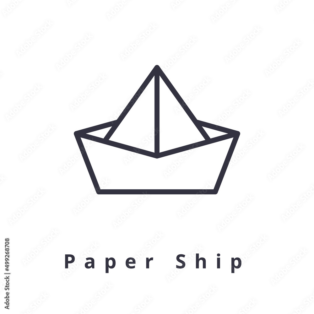 Vector Paper Ship Icon Origami Ships Outline Shape Good For Logo And