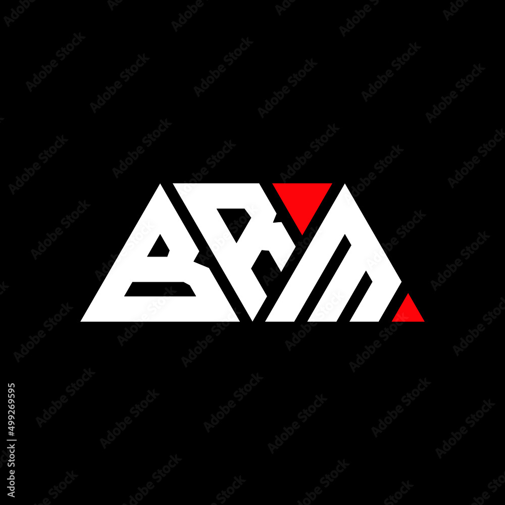BRM triangle letter logo design with triangle shape. BRM triangle logo design monogram. BRM triangle vector logo template with red color. BRM triangular logo Simple, Elegant, and Luxurious Logo...