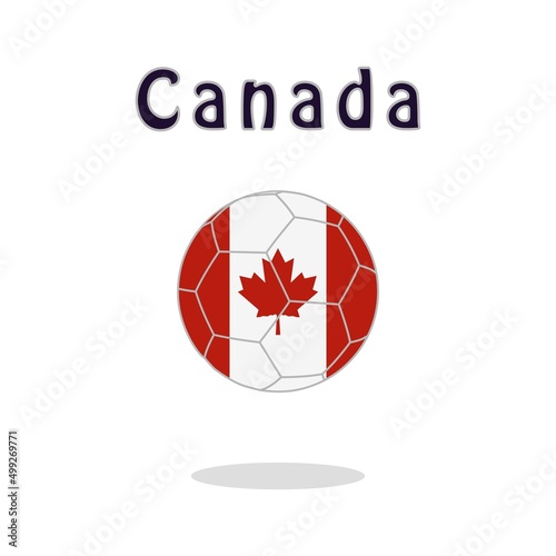 Soccer ball with Canada flag motif. Vector illustration
