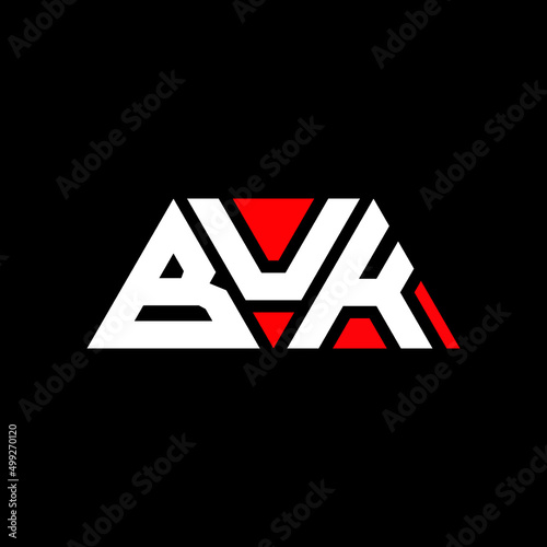 BUK triangle letter logo design with triangle shape. BUK triangle logo design monogram. BUK triangle vector logo template with red color. BUK triangular logo Simple, Elegant, and Luxurious Logo...