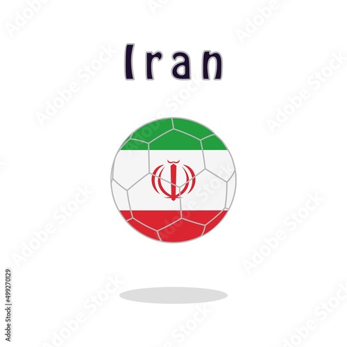 Soccer ball with Iran flag motif. Vector illustration 