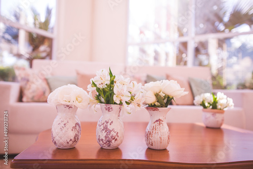 flower arrangement and ornaments for party decoration 