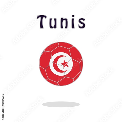 Soccer ball with Tunis flag motif. Vector illustration