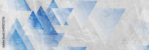 Murais de parede Blue and grey grunge triangles abstract background