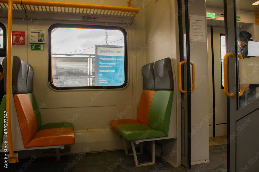 Interior view of train seats.Train travel Interior view of train seats.Train travel