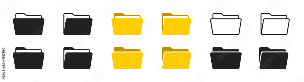 File folder icon set. Design for app, logo etc. Vector EPS 10