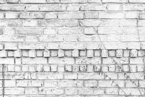 White retro brick wall background, masonry concept backdrop photo