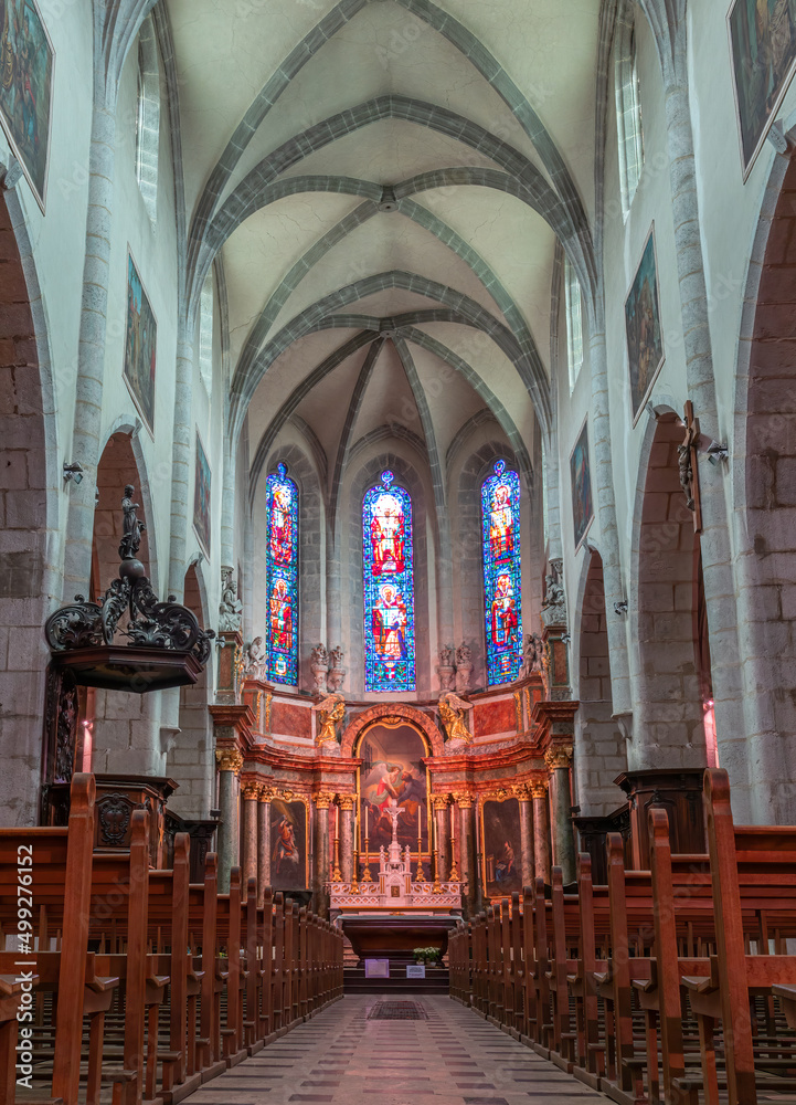 Annecy, France - January 7, 2022: Interior of the catholic cathedral in Annecy
