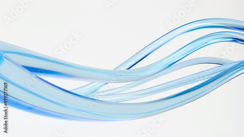 抽象的な背景 ガラスチューブ 青 透明 ウェーブ  photo