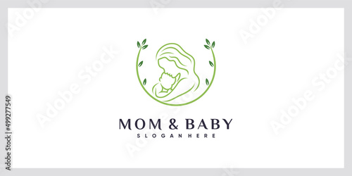Mom and baby logo with creative element concept