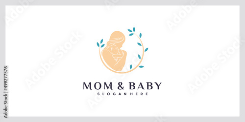 Mom and baby logo with creative element concept