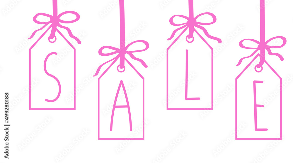 Pink price labels. Sale concept. Isolated on white. Banner, poster, brochure, flyer template. Pink price labels. Sale concept. Isolated on white. Banner, poster, brochure, flyer template.