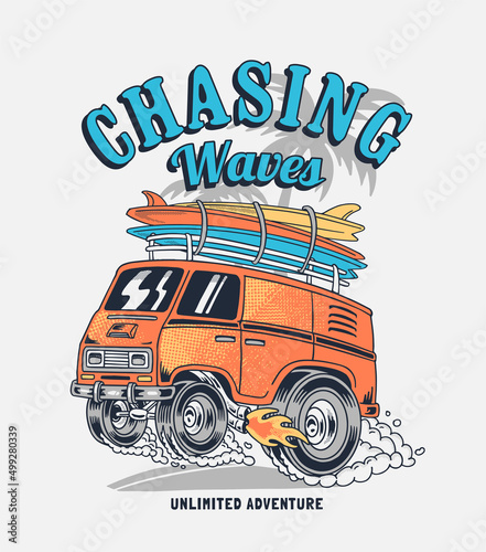 Van monster truck vector illustration for apparel prints, posters and other uses.