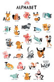 Cute Animals alphabet for kid's education. Isolated capital letters with related Scandinavian style birds, and mammals. Childish font for kids ABC book symbols pack