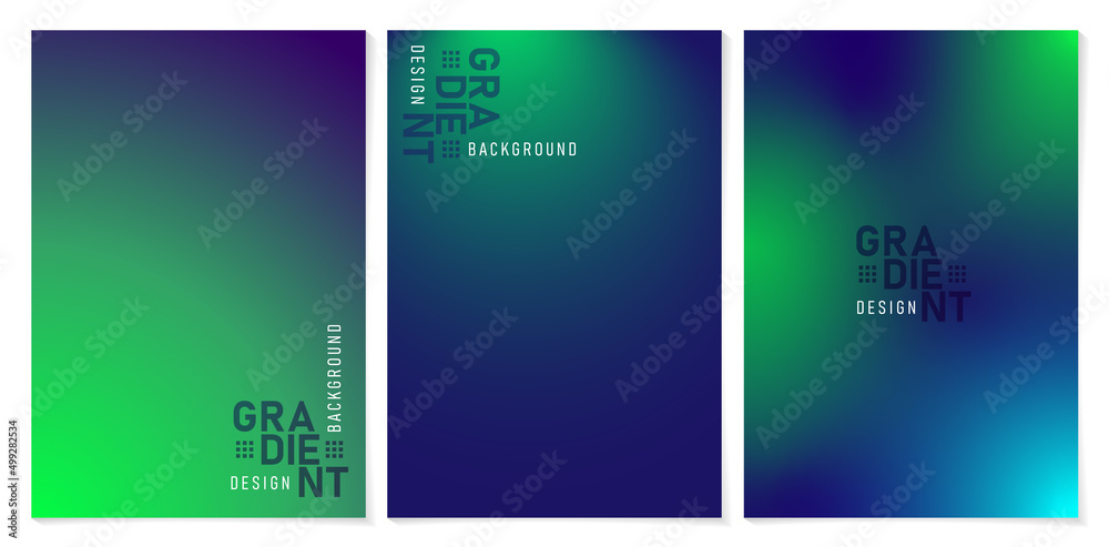 set of three banners with gradient green and dark blue backgrounds ...