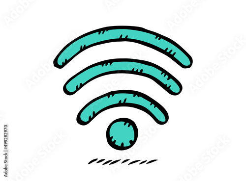 Doodle illustration of wifi icon. Hand drawn vector.