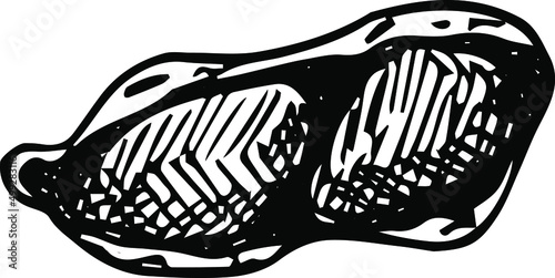 Hand drawn sketch style peanuts set. Seed and peanut pod. Vector illustration isolated on white background.